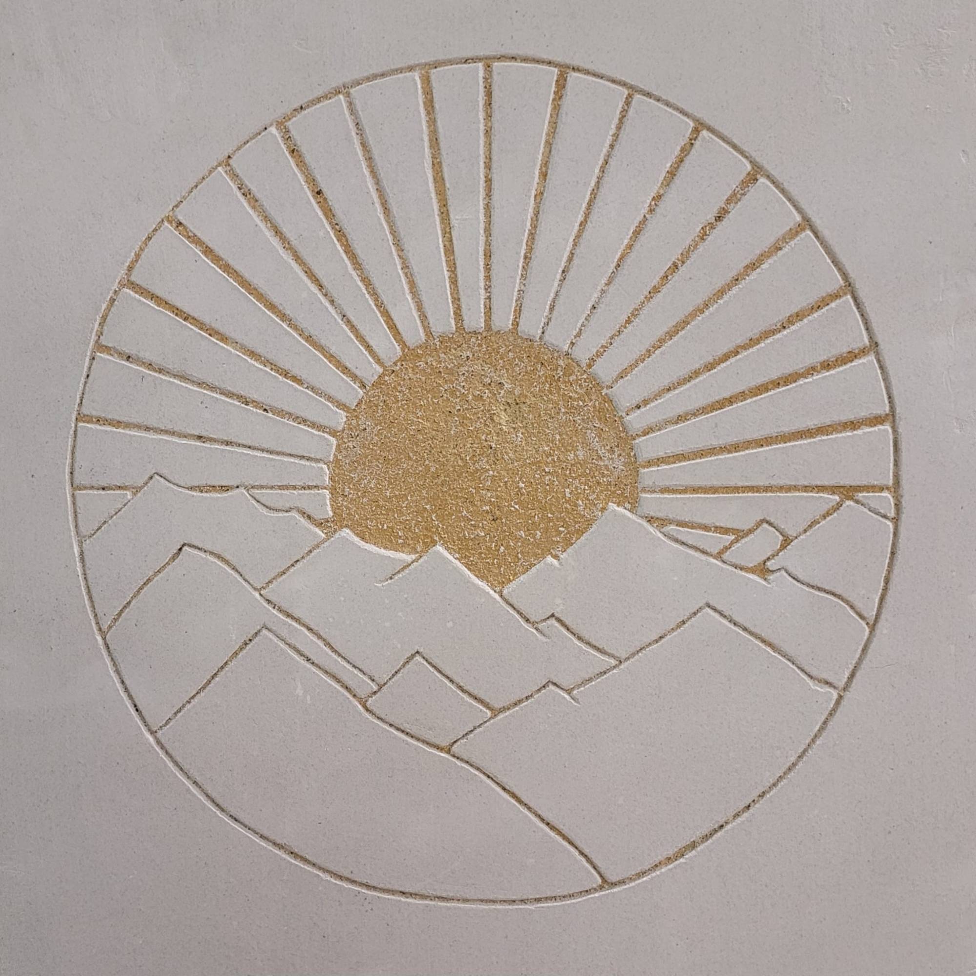 Sgraffito, soleil et montagnes — Adeline François, peintre en décor